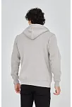 Erkek 3 İplik Pamuklu Fermuarlı Kapüşonlu Kanguru Cepli Baskılı Hoodie Hırka Sweatshirt - Boyalı Gri