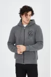 Erkek 3 İplik Pamuklu Fermuarlı Kapüşonlu Kanguru Cepli Baskılı Hoodie Hırka Sweatshirt - Füme Erkek 3 İplik Pamuklu Fermuarlı Kapüşonlu Kanguru Cepli Baskılı Hoodie Hırka Sweatshirt - Füme