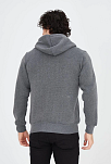 Erkek 3 İplik Pamuklu Fermuarlı Kapüşonlu Kanguru Cepli Baskılı Hoodie Hırka Sweatshirt - Füme