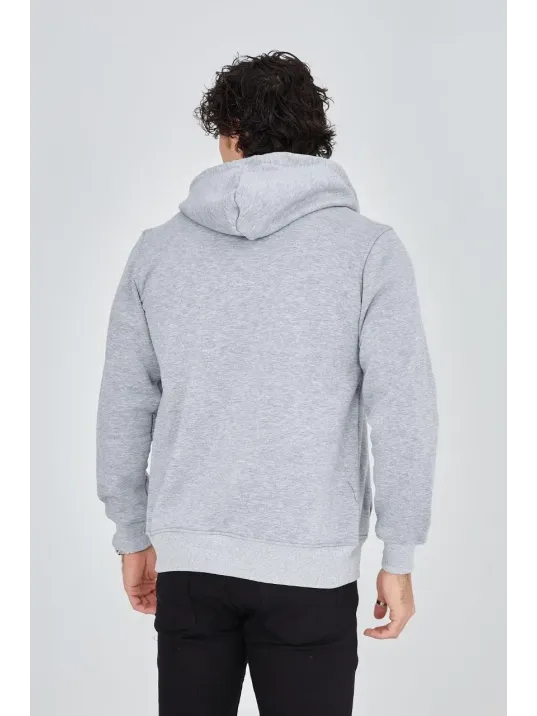 Erkek 3 İplik Pamuklu Fermuarlı Kapüşonlu Kanguru Cepli Baskılı Hoodie Hırka Sweatshirt -gri Erkek 3 İplik Pamuklu Fermuarlı Kapüşonlu Kanguru Cepli Baskılı Hoodie Hırka Sweatshirt -gri