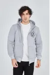 Erkek 3 İplik Pamuklu Fermuarlı Kapüşonlu Kanguru Cepli Baskılı Hoodie Hırka Sweatshirt -gri Erkek 3 İplik Pamuklu Fermuarlı Kapüşonlu Kanguru Cepli Baskılı Hoodie Hırka Sweatshirt -gri