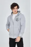 Erkek 3 İplik Pamuklu Fermuarlı Kapüşonlu Kanguru Cepli Baskılı Hoodie Hırka Sweatshirt -gri Erkek 3 İplik Pamuklu Fermuarlı Kapüşonlu Kanguru Cepli Baskılı Hoodie Hırka Sweatshirt -gri