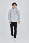Erkek 3 İplik Pamuklu Fermuarlı Kapüşonlu Kanguru Cepli Baskılı Hoodie Hırka Sweatshirt -gri Erkek 3 İplik Pamuklu Fermuarlı Kapüşonlu Kanguru Cepli Baskılı Hoodie Hırka Sweatshirt -gri