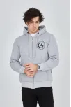 Erkek 3 İplik Pamuklu Fermuarlı Kapüşonlu Kanguru Cepli Baskılı Hoodie Hırka Sweatshirt -gri Erkek 3 İplik Pamuklu Fermuarlı Kapüşonlu Kanguru Cepli Baskılı Hoodie Hırka Sweatshirt -gri