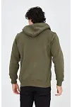Erkek 3 İplik Pamuklu Fermuarlı Kapüşonlu Kanguru Cepli Baskılı Hoodie Hırka Sweatshirt - Yeşil