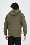Erkek 3 İplik Pamuklu Fermuarlı Kapüşonlu Kanguru Cepli Baskılı Hoodie Hırka Sweatshirt - Yeşil