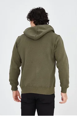 Erkek 3 İplik Pamuklu Fermuarlı Kapüşonlu Kanguru Cepli Baskılı Hoodie - Yeşil Erkek 3 İplik Pamuklu Fermuarlı Kapüşonlu Kanguru Cepli Baskılı Hoodie - Yeşil