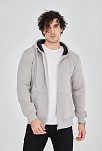 Erkek 3 İplik Pamuklu Fermuarlı Kapüşonlu Kanguru Cepli Hoodie Hırka Sweatshirt - Boyalı Gri