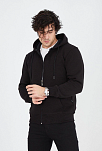 Erkek 3 İplik Pamuklu Fermuarlı Kapüşonlu Kanguru Cepli Hoodie Hırka Sweatshirt - Siyah