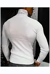 Erkek Kaşkorse Boğazlı Full Likralı Fitilli Body Kazak - Beyaz