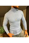 Erkek Kaşkorse Boğazlı Full Likralı Fitilli Body Kazak - Gri