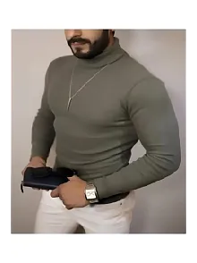 Erkek Kaşkorse Boğazlı Full Likralı Fitilli Body Kazak - Haki