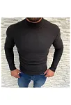 Erkek Kaşkorse Boğazlı Full Likralı Fitilli Body Kazak - Siyah