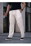 Erkek Keten Cepli Çıma Dikişli Jogger Buggy Pantalon Rahat Kalıp - Beyaz
