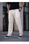 Erkek Keten Cepli Çıma Dikişli Jogger Buggy Pantalon Rahat Kalıp - Beyaz