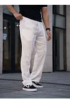 Erkek Keten Cepli Çıma Dikişli Jogger Buggy Pantalon Rahat Kalıp - Beyaz