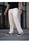 Erkek Keten Cepli Çıma Dikişli Jogger Buggy Pantalon Rahat Kalıp - Beyaz