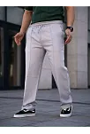 Erkek Keten Cepli Çıma Dikişli Jogger Buggy Pantalon Rahat Kalıp - Gri