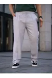 Erkek Keten Cepli Çıma Dikişli Jogger Buggy Pantalon Rahat Kalıp - Gri