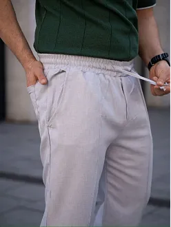 Erkek Keten Cepli Çıma Dikişli Jogger Buggy Pantalon Rahat Kalıp - Gri