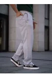 Erkek Keten Cepli Çıma Dikişli Jogger Buggy Pantalon Rahat Kalıp - Gri