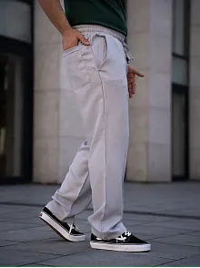 Erkek Keten Cepli Çıma Dikişli Jogger Buggy Pantalon Rahat Kalıp - Gri