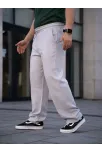 Erkek Keten Cepli Çıma Dikişli Jogger Buggy Pantalon Rahat Kalıp - Gri