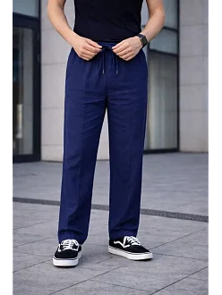 Erkek Keten Cepli Çıma Dikişli Jogger Buggy Pantalon Rahat Kalıp - Lacivert Erkek Keten Cepli Çıma Dikişli Jogger Buggy Pantalon Rahat Kalıp - Lacivert