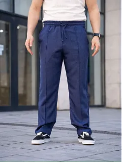 Erkek Keten Cepli Çıma Dikişli Jogger Buggy Pantalon Rahat Kalıp - Lacivert