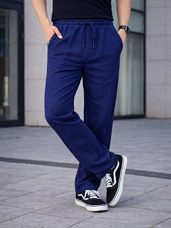 Erkek Keten Cepli Çıma Dikişli Jogger Buggy Pantalon Rahat Kalıp - Lacivert