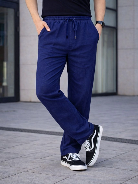 Erkek Keten Cepli Çıma Dikişli Jogger Buggy Pantalon Rahat Kalıp - Lacivert Erkek Keten Cepli Çıma Dikişli Jogger Buggy Pantalon Rahat Kalıp - Lacivert