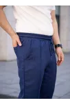 Erkek Keten Cepli Çıma Dikişli Jogger Buggy Pantalon Rahat Kalıp - Lacivert