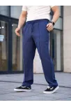 Erkek Keten Cepli Çıma Dikişli Jogger Buggy Pantalon Rahat Kalıp - Lacivert