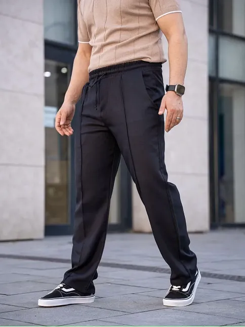 Erkek Keten Cepli Çıma Dikişli Jogger Buggy Pantalon Rahat Kalıp - Siyah