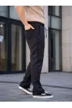 Erkek Keten Cepli Çıma Dikişli Jogger Buggy Pantalon Rahat Kalıp - Siyah