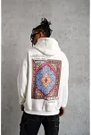 Erkek 3 İplik Pamuklu Kapüşonlu Baskılı Cepli Oversize Sweatshirt Hoodie - Beyaz