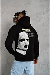Erkek Baskılı Kapüşonlu 3 İplik Pamuklu Hoodie Sweatshirt - Siyah