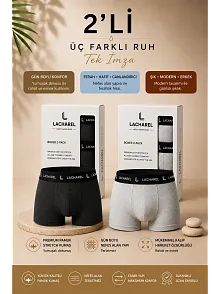 Erkek Likralı Pamuklu Nefes Alan Penye Boxer 2'li Paket - Füme & Gri