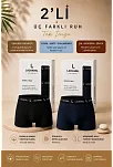 Erkek Likralı Pamuklu Nefes Alan Penye Boxer 2'li Paket - Siyah & Lacivert