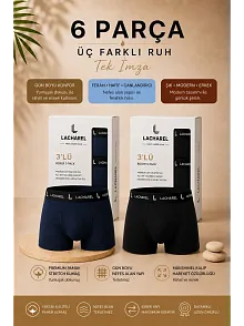 Erkek Likralı Pamuklu Nefes Alan Penye 6 Adet Boxer - Lacivert & Siyah