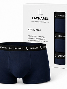 Erkek Likralı Pamuklu Nefes Alan Penye Boxer 3'lü Paket - Lacivert