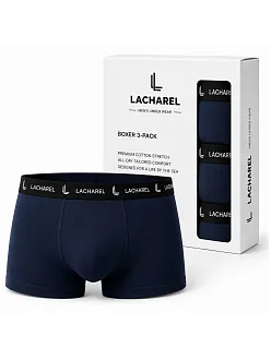 Erkek Likralı Pamuklu Nefes Alan Penye Boxer 3'lü Paket - Lacivert