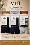 Erkek Likralı Pamuklu Nefes Alan Penye Boxer3'lü Paket - Siyah & Gri & Lacivert