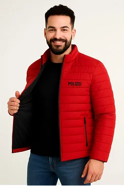 Erkek Mikro Su İtici Kapitone Baskılı Astarlı Fermuarlı Bomber Mont - Kırmızı