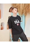 Erkek Bisiklet Yaka Tişört Nakış İşlemeli Kısa Kol Oversize T-shirtsiyah