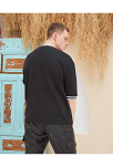 Erkek Bisiklet Yaka Tişört Nakış İşlemeli Kısa Kol Oversize T-shirtsiyah