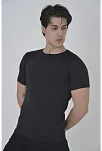 Erkek Omuz Fileli T-shirt Kısa Kol Bisiklet Yaka Slimfit Tişört   - Siyah