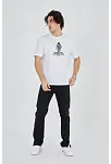 Erkek Baskılı T-shirt Kısa Kol Bisiklet Yaka Regular Fit Rahat Kalıp Günlük Tişört - Beyaz