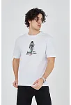 Erkek Baskılı T-shirt Kısa Kol Bisiklet Yaka Regular Fit Rahat Kalıp Günlük Tişört - Beyaz
