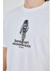 Erkek Baskılı T-shirt Kısa Kol Bisiklet Yaka Regular Fit Rahat Kalıp Günlük Tişört - Beyaz